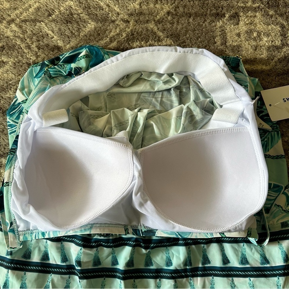 NWT Swimsuits For All Blouson Tankini Swim Top Palm Leaves - Picture 4 of 5